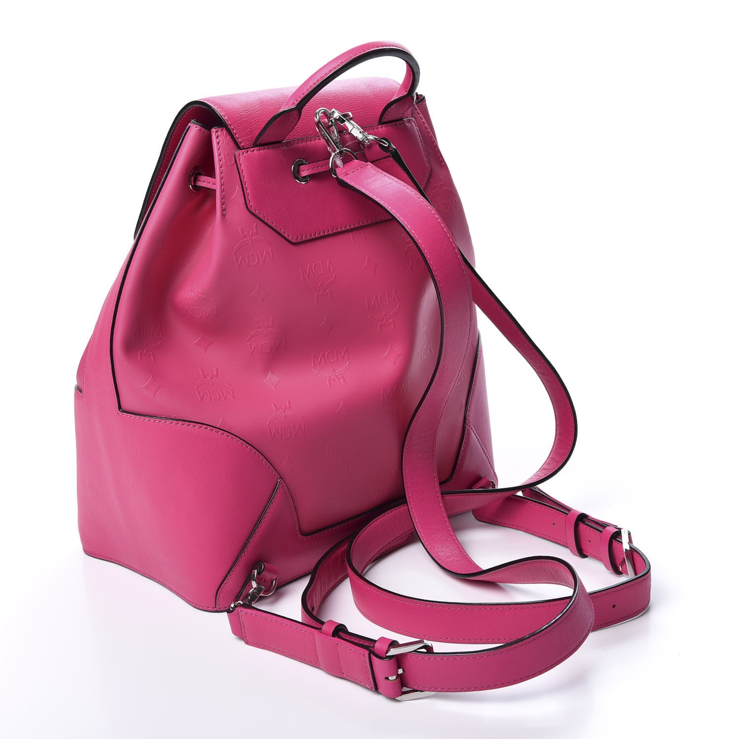 MCM Coated Canvas Monogram Studded Claudia Backpack Pink 2 of 8