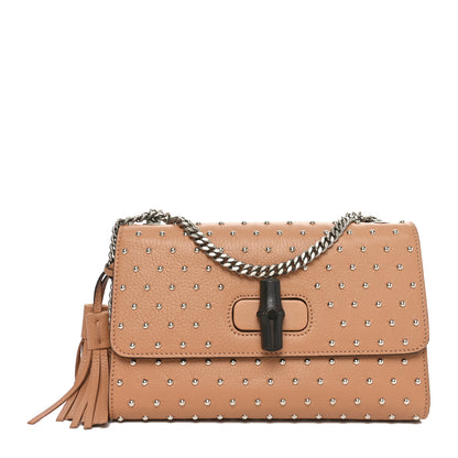 Gucci Calfskin Studded Medium Miss Bamboo Shoulder Bag Camelia 1 of 10