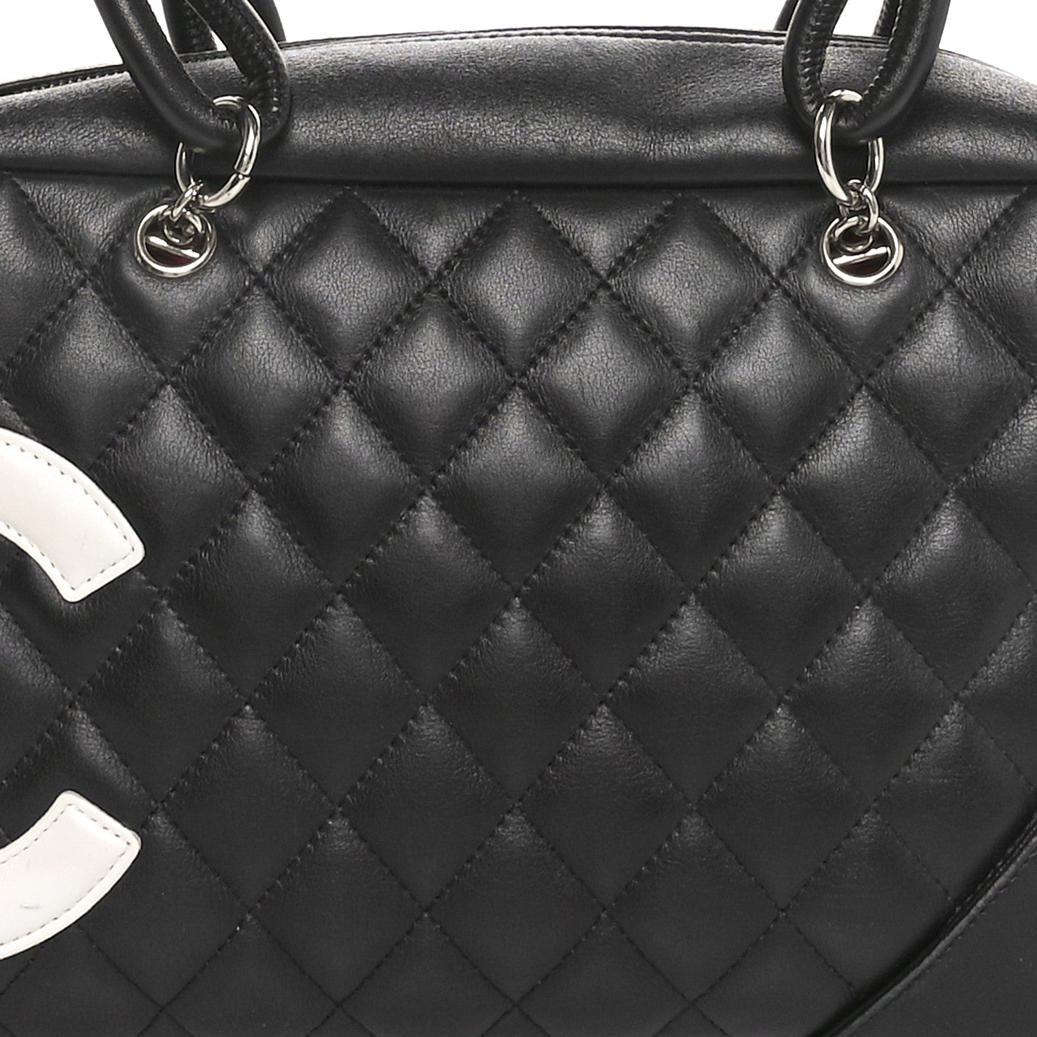 Chanel Calfskin Quilted Large Cambon Bowler Black White 8 of 10