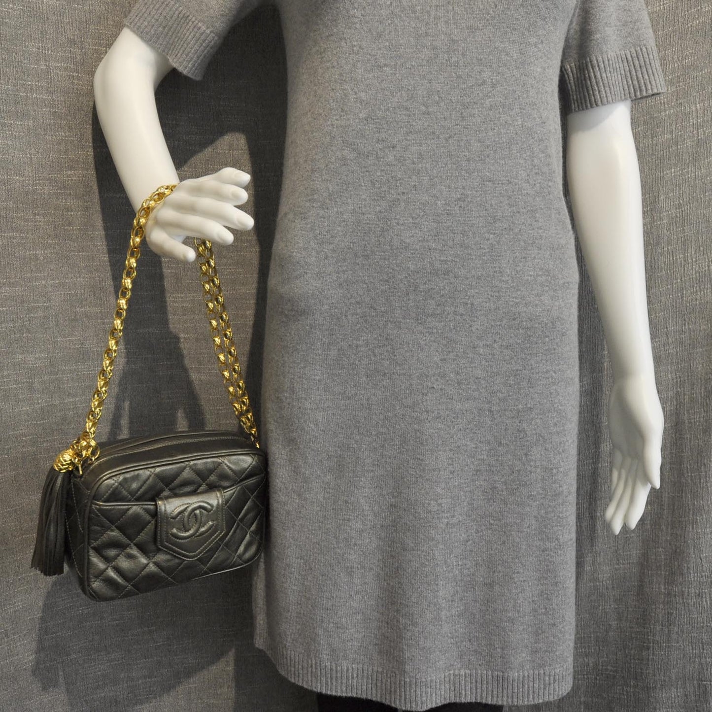 Quilted Lambskin Tassel Shoulder Bag Metallic