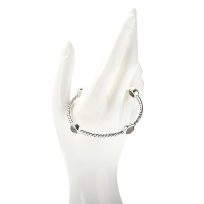 David Yurman Sterling Silver Moonstone 3mm 4 Station Bangle Bracelet 2 of 4