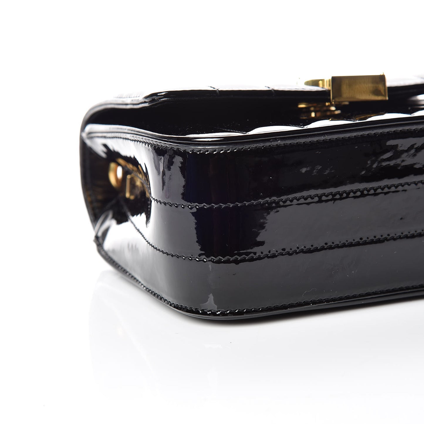 Patent Calfskin Matelasse Monogram Small Vicky Chain Bag Black
