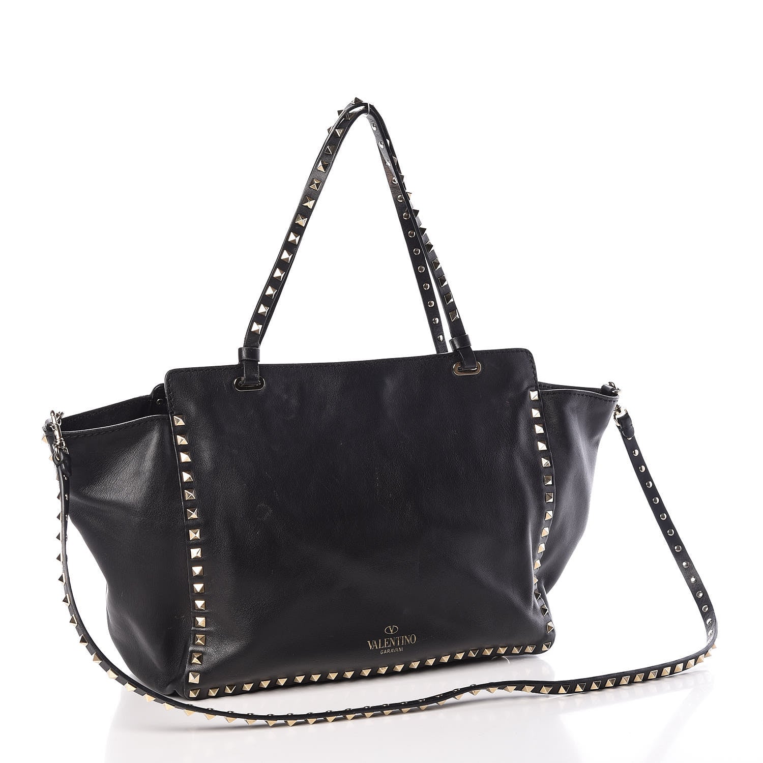 Valentino Garavani Vitello Medium Rockstud Tote Black 3 of 13