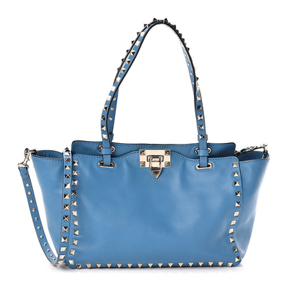 Valentino Garavani Vitello Small Rockstud Tote Light Blue 1 of 12
