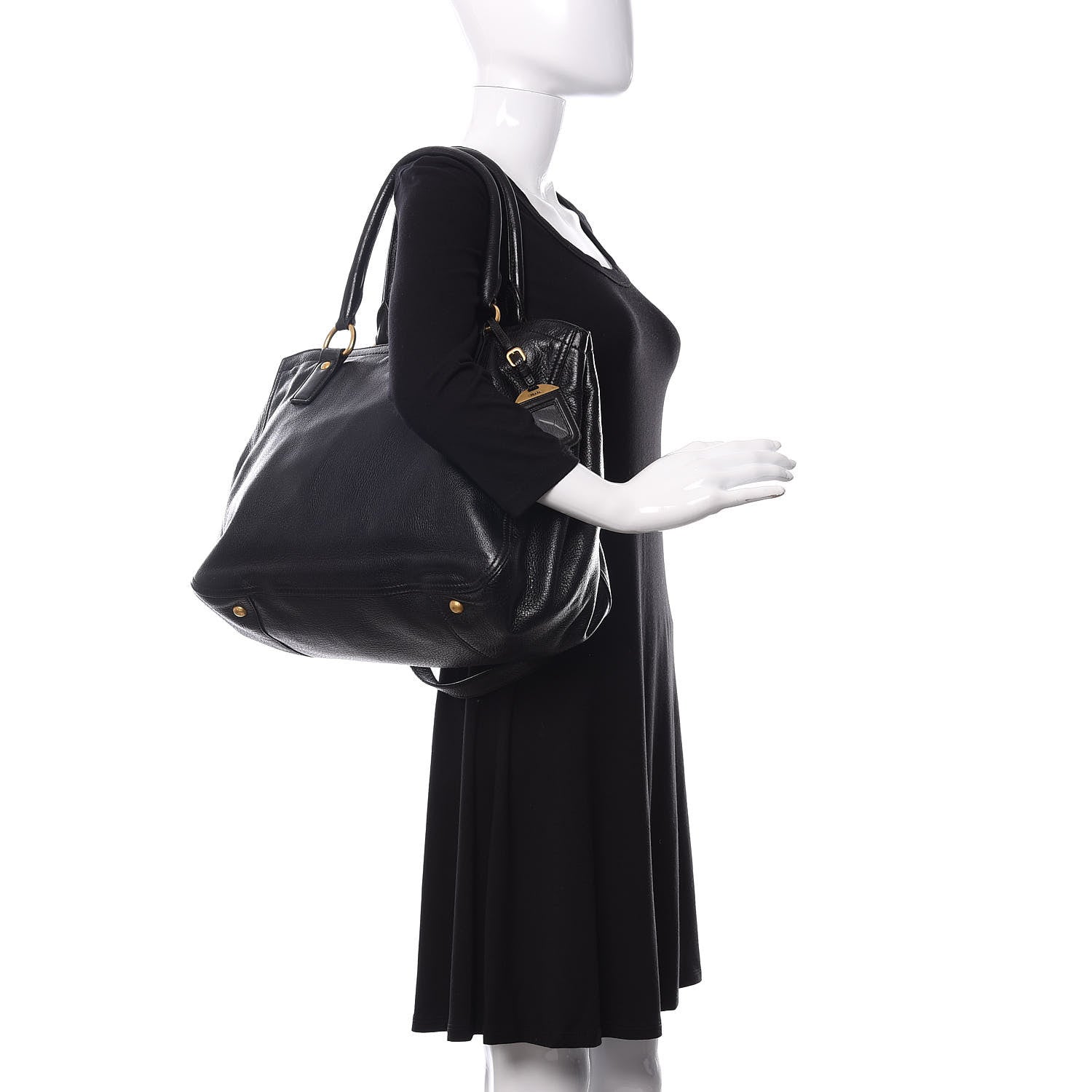 Prada Vitello Daino Tote Black 2 of 16
