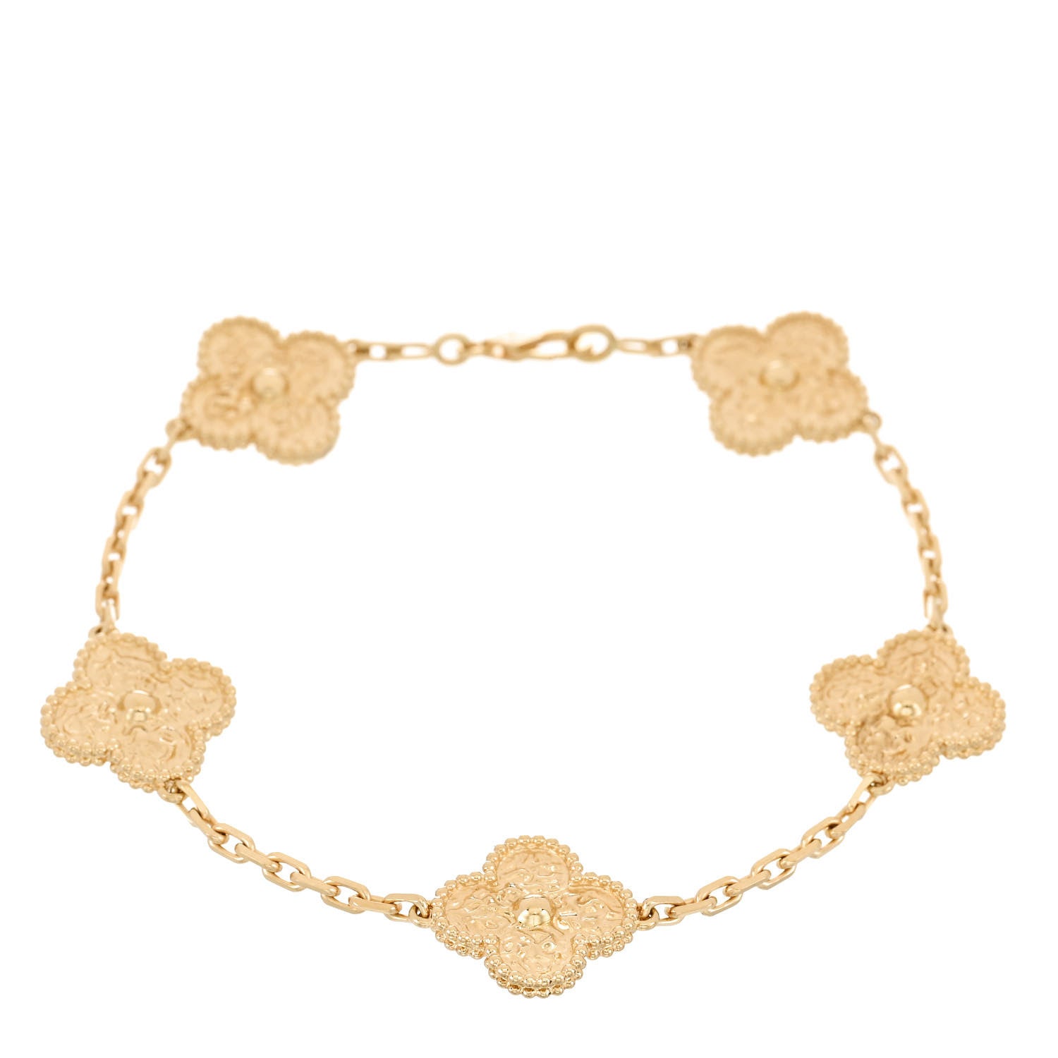 Van Cleef & Arpels 18K Yellow Gold 5 Motifs Vintage Alhambra Bracelet 1 of 4