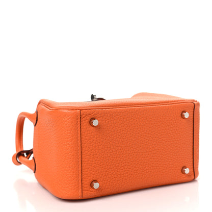 Hermes Taurillon Clemence Mini Lindy 20 Orange Minium 4 of 10