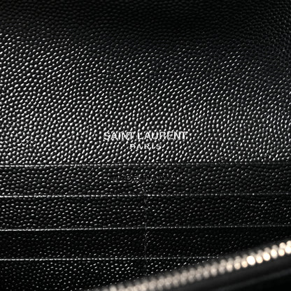 Saint Laurent Grain De Poudre Matelasse Chevron Monogram Flap Wallet Black 6 of 6