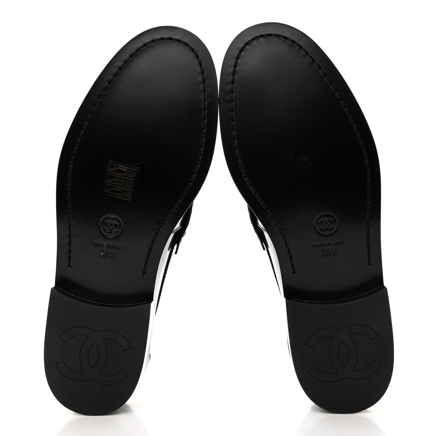 Chanel Shiny Calfskin Logo Loafers 38.5 Black 5 of 9