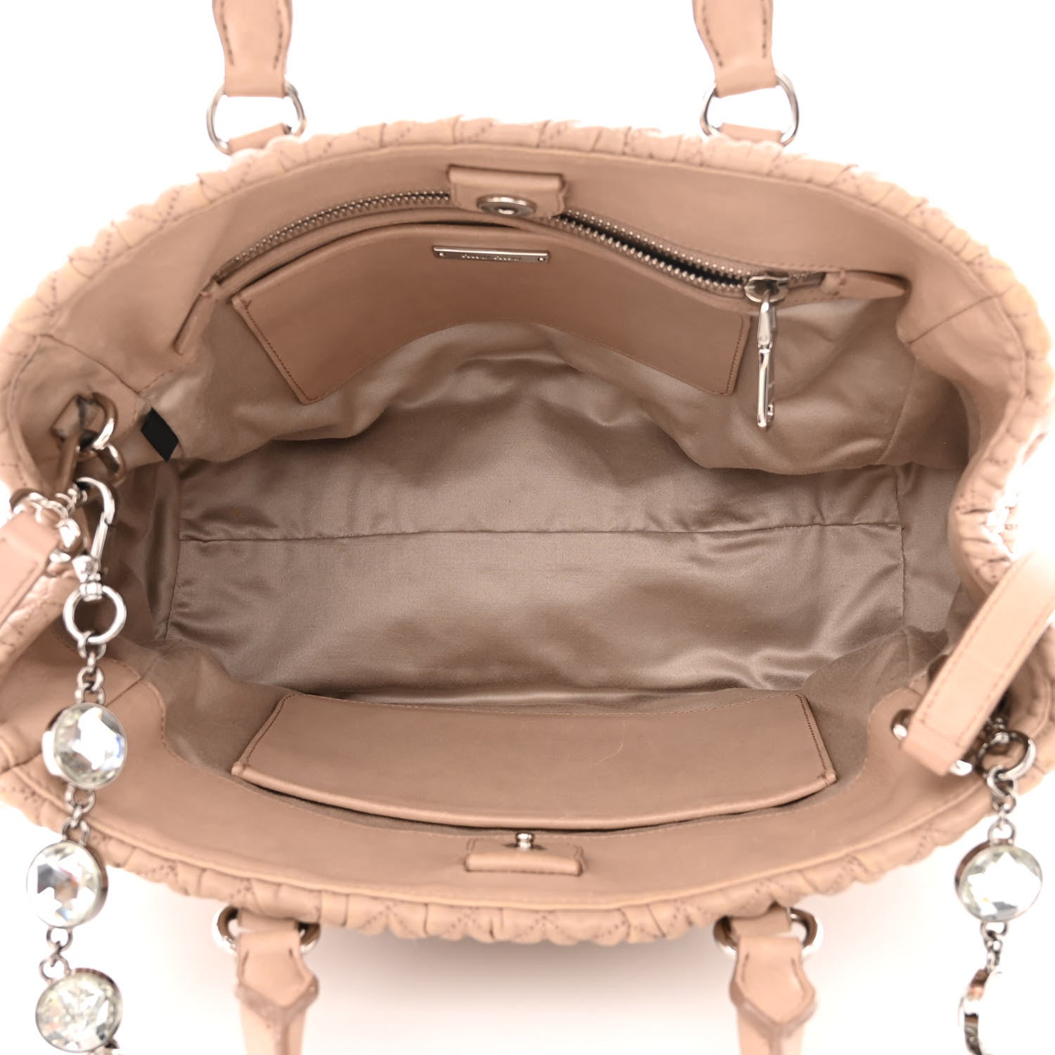 Miu Miu Nappa Matelasse Swarovski Crystal Tote Cammeo 5 of 14