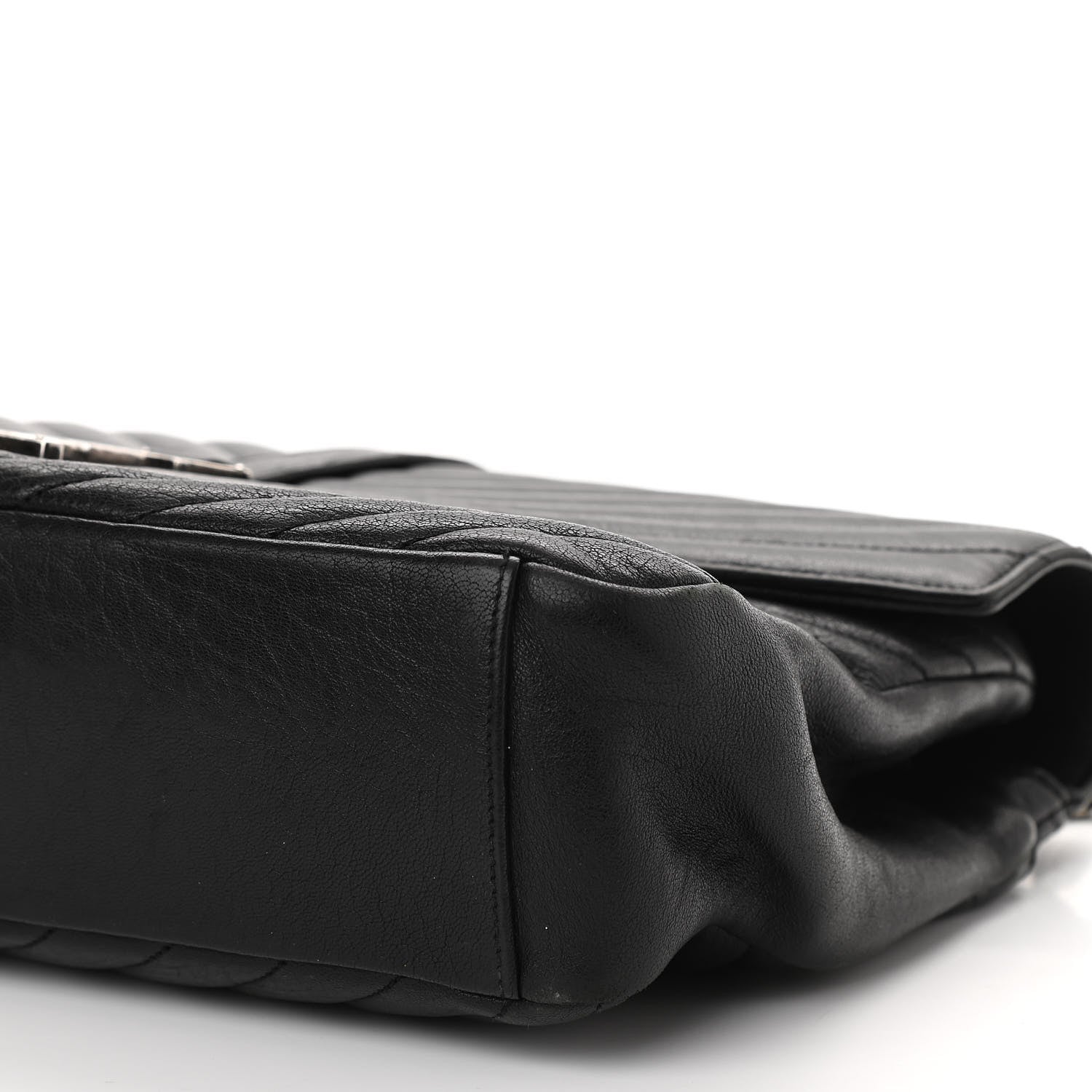 Saint Laurent Sheepskin Matelasse Chevron Monogram Large College Satchel Black 10 of 10