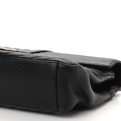 Saint Laurent Sheepskin Matelasse Chevron Monogram Large College Satchel Black 10 of 10