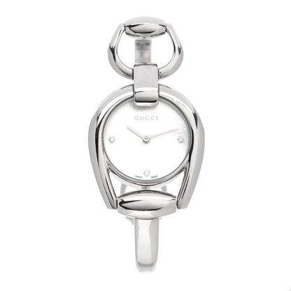 Gucci Stainless Steel Diamond Mother of Pearl 28mm Horsebit Quartz Watch 1 of 4