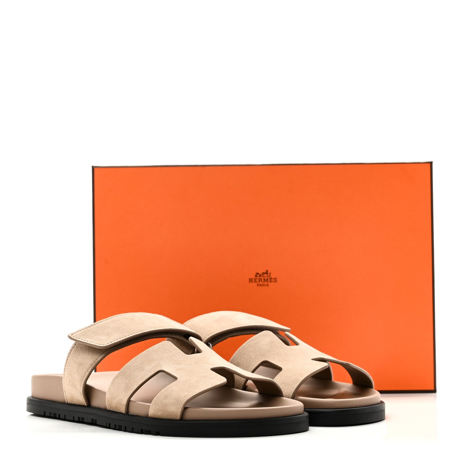 Hermes Suede Goatskin Womens Chypre Sandals 38 Beige Sable 10 of 10