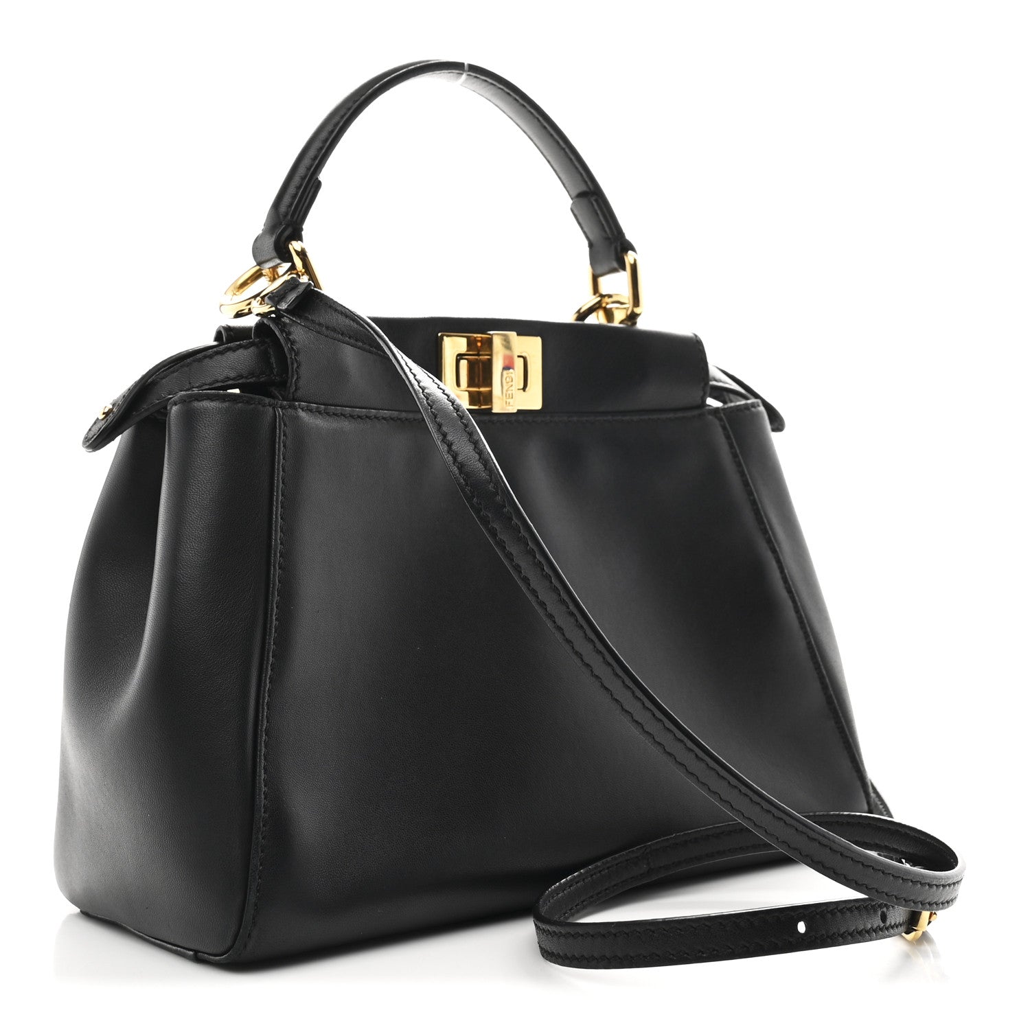Fendi Nappa Mini Peekaboo Iconic Satchel Black 3 of 11