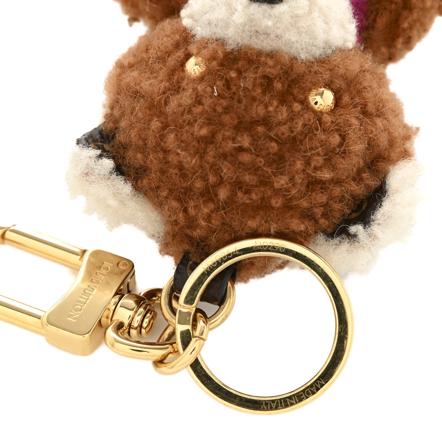 Louis Vuitton Shearling LV Teddy Bear Bag Charm Key Holder Brown Multicolor 4 of 5