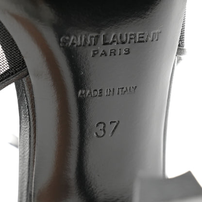 Saint Laurent Tulle Mesh Lambskin Oxails 110 Ankle Tie Pumps 37 Black 6 of 8