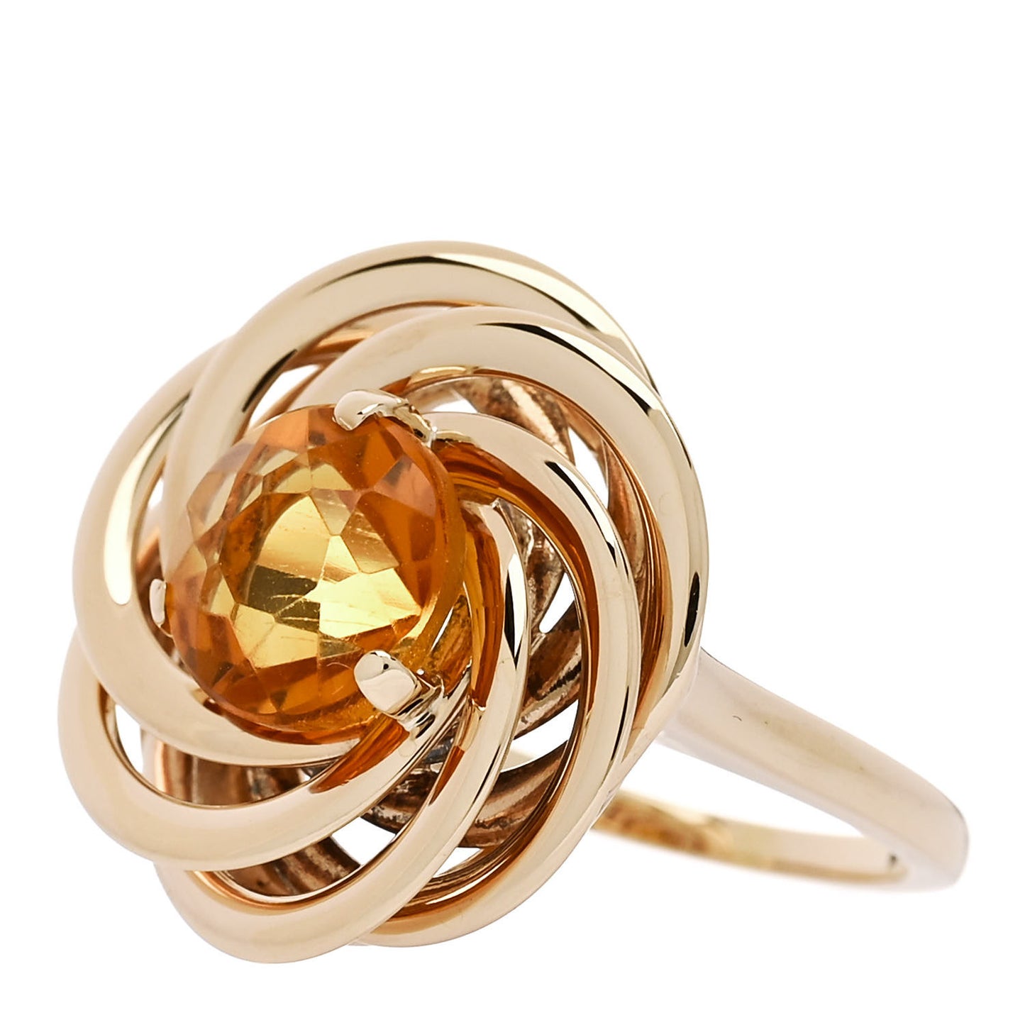 14K Yellow Gold Citrine Cocktail Ring 50 5.25