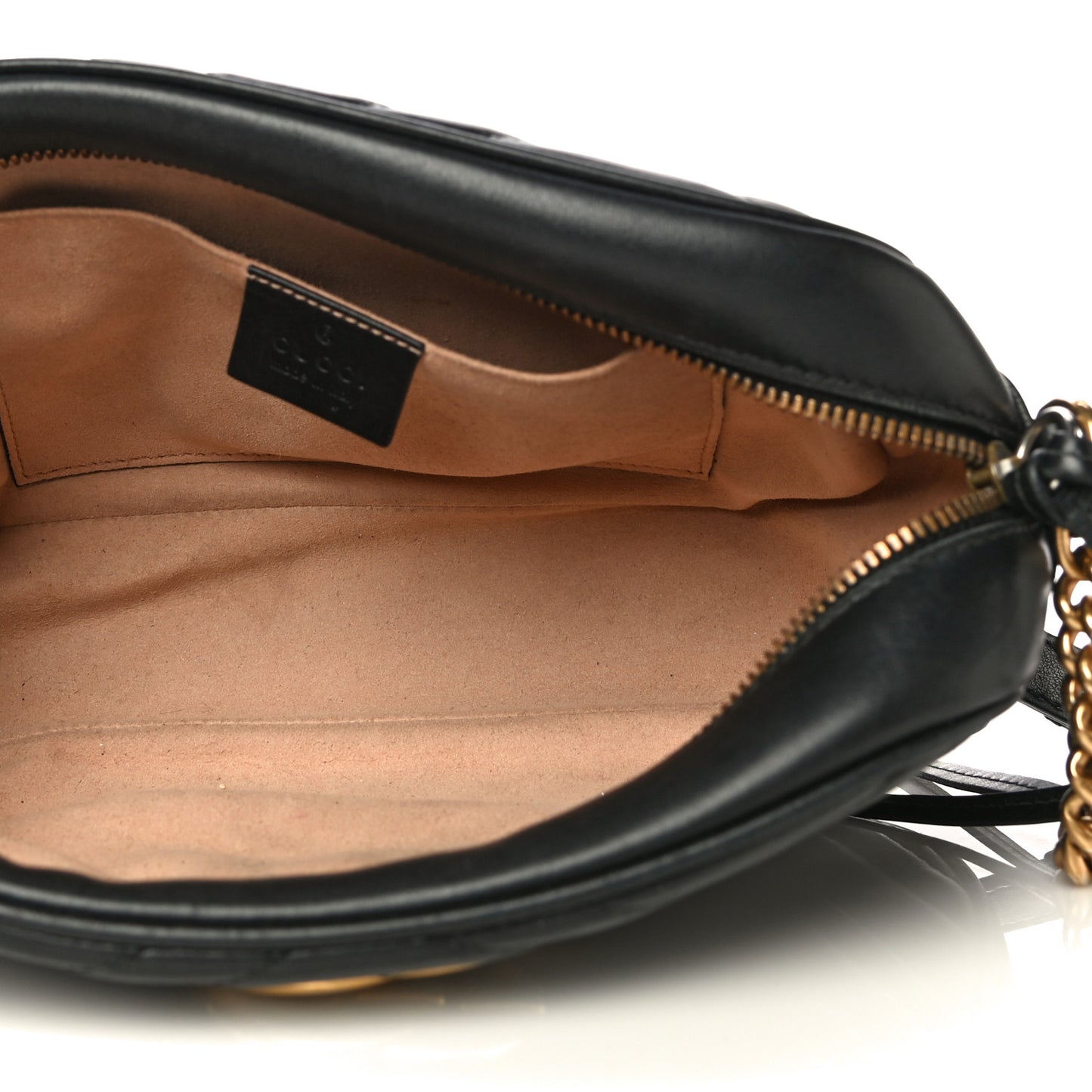 Calfskin Matelasse Small GG Marmont Chain Shoulder Bag Black