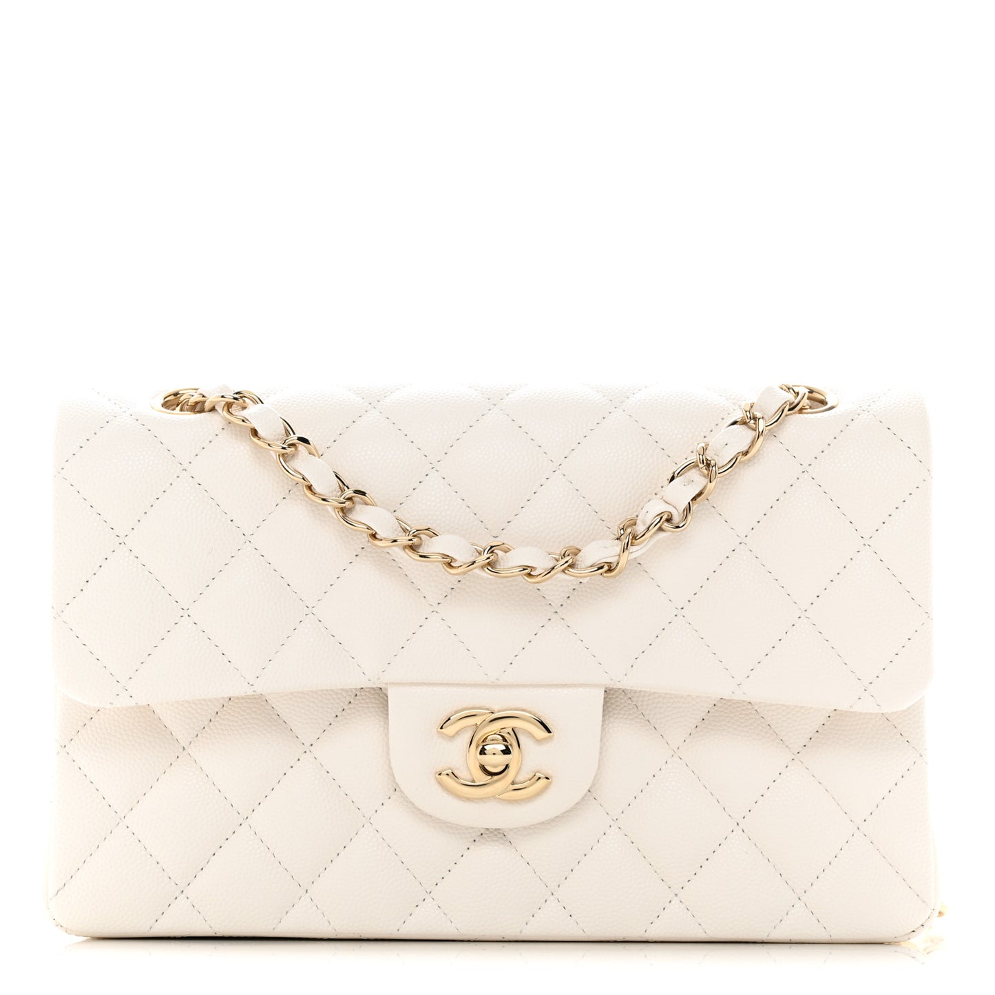 Caviar Quilted Small Double Flap White