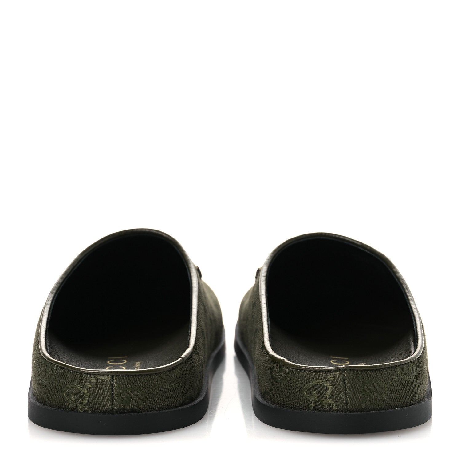 Gucci New Canvas Monogram GG Granada Kid Womens Horsebit Mules 38 Green 6 of 11