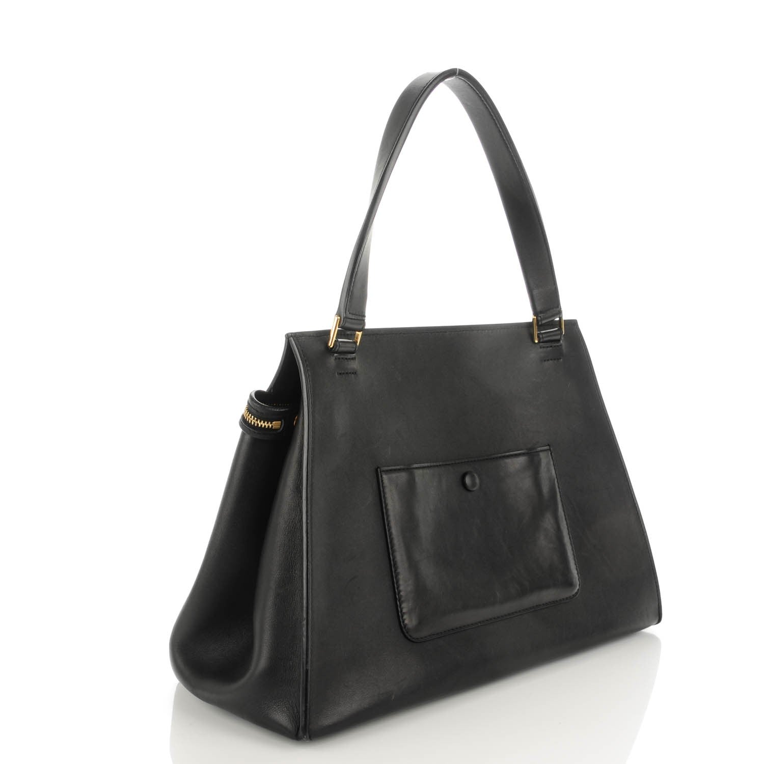 Celine Smooth Calfskin Medium Bi-Color Edge Shoulder Bag Black Navy 3 of 9