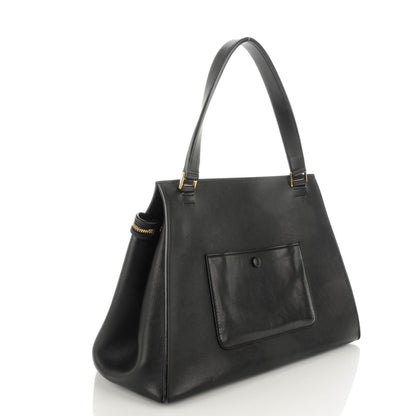 Celine Smooth Calfskin Medium Bi-Color Edge Shoulder Bag Black Navy 3 of 9