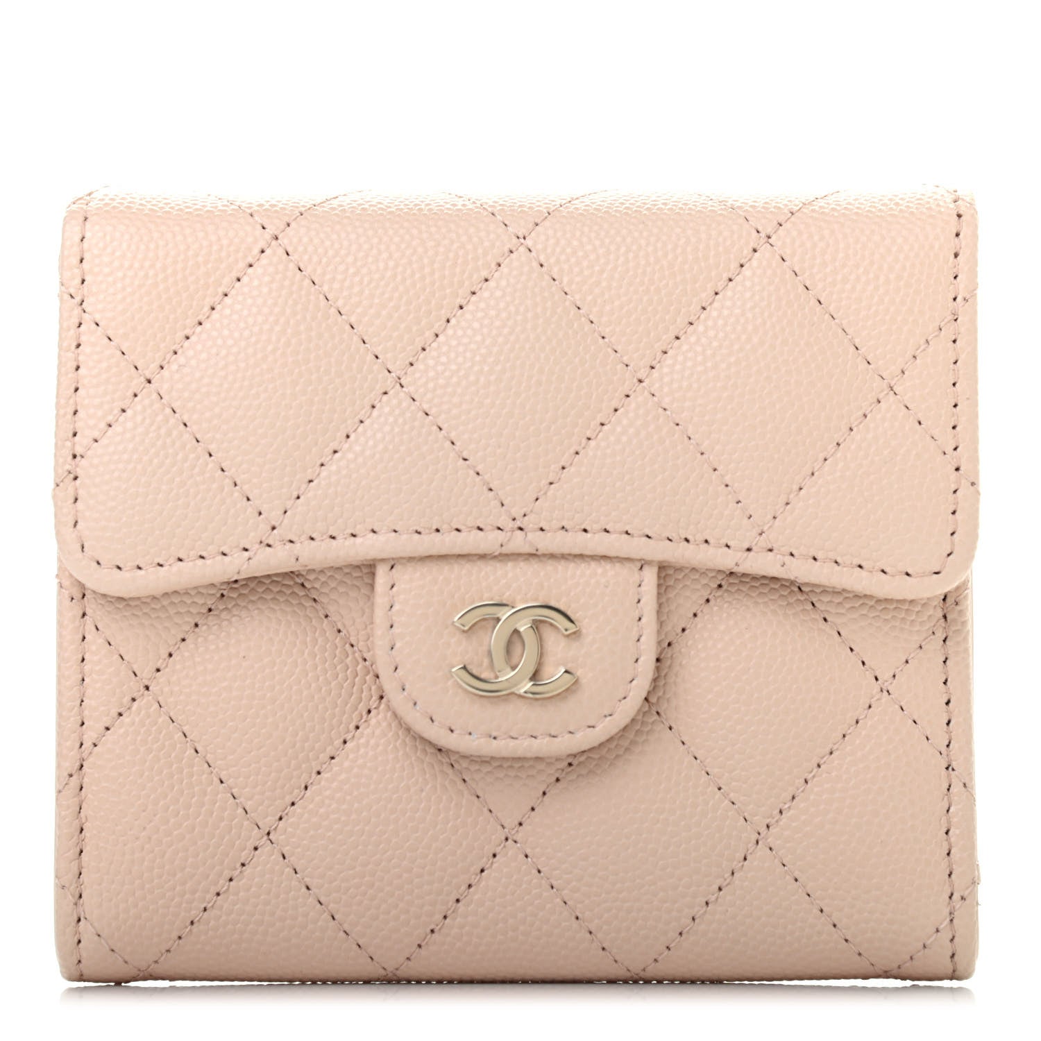 Chanel Caviar Quilted Compact Flap Wallet Light Beige 1 of 8