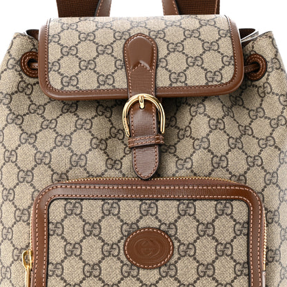 Gucci GG Supreme Monogram Azalea Calfskin Retro Interlocking G Buckle Backpack Beige Ebony Brown Sugar 8 of 11