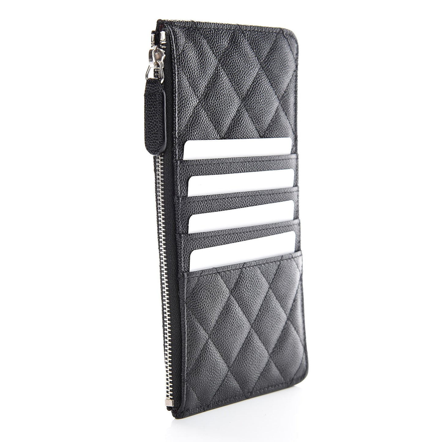 Caviar Quilted Classic Flat Wallet Pouch Black