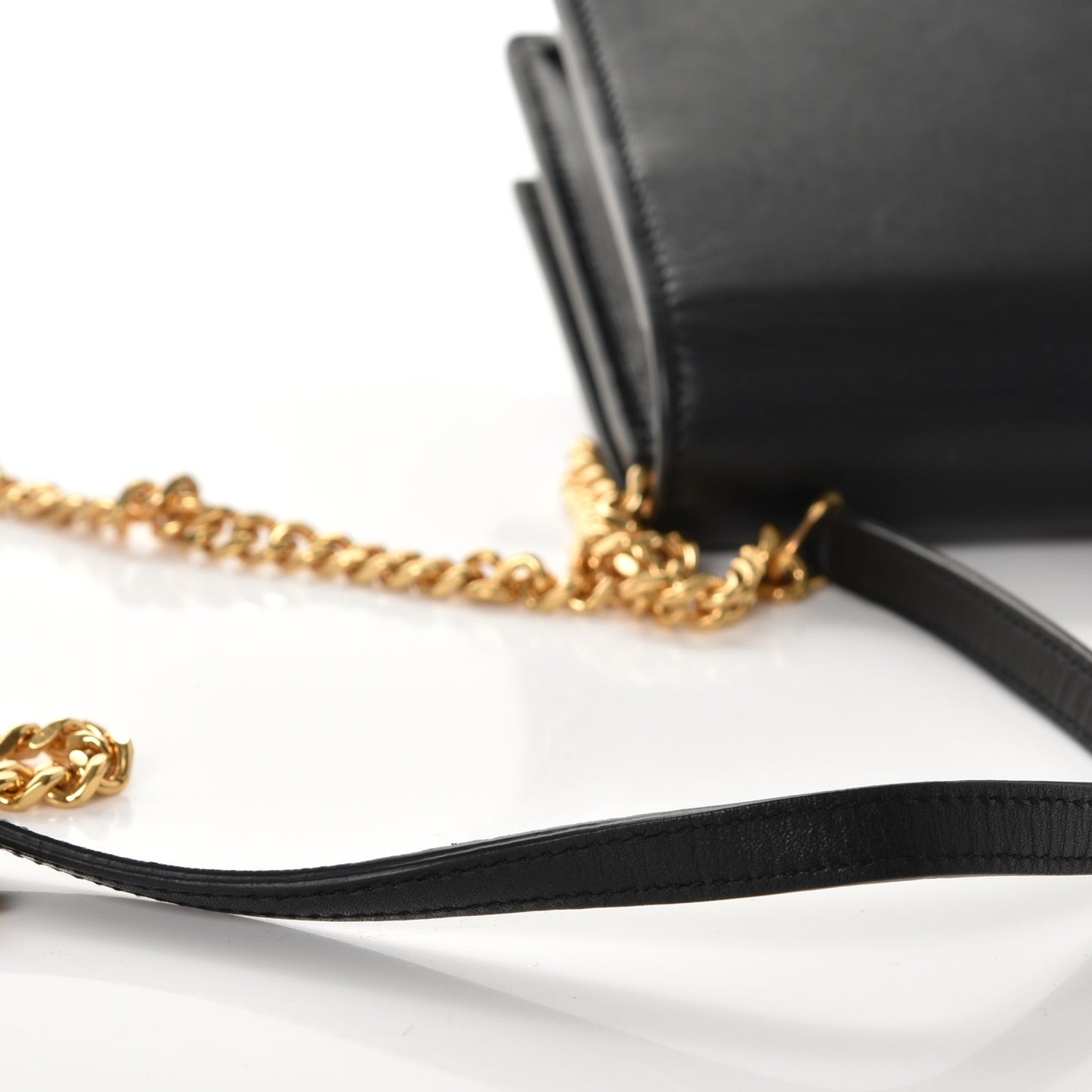 Smooth Calfskin Classic Monogram Kate Tassel Chain Wallet Black