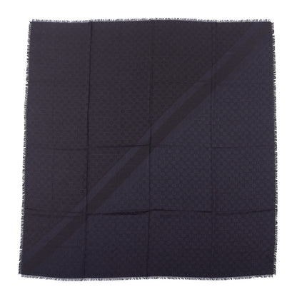 Gucci Wool Silk Monogram GGWeb Fringe Shawl Navy Black 1 of 4