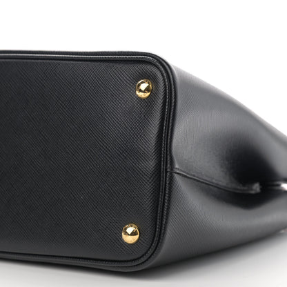 Prada Saffiano Cuir Small Double Bag Black Fuoco 10 of 10