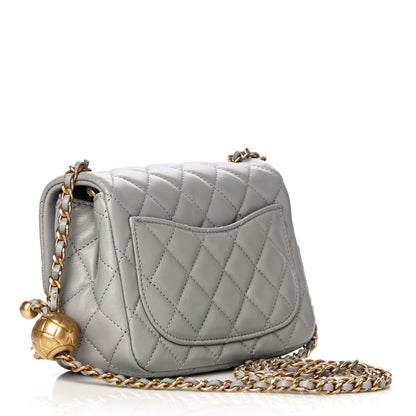 Chanel Lambskin Quilted Mini Pearl Crush Flap Light Grey 3 of 15