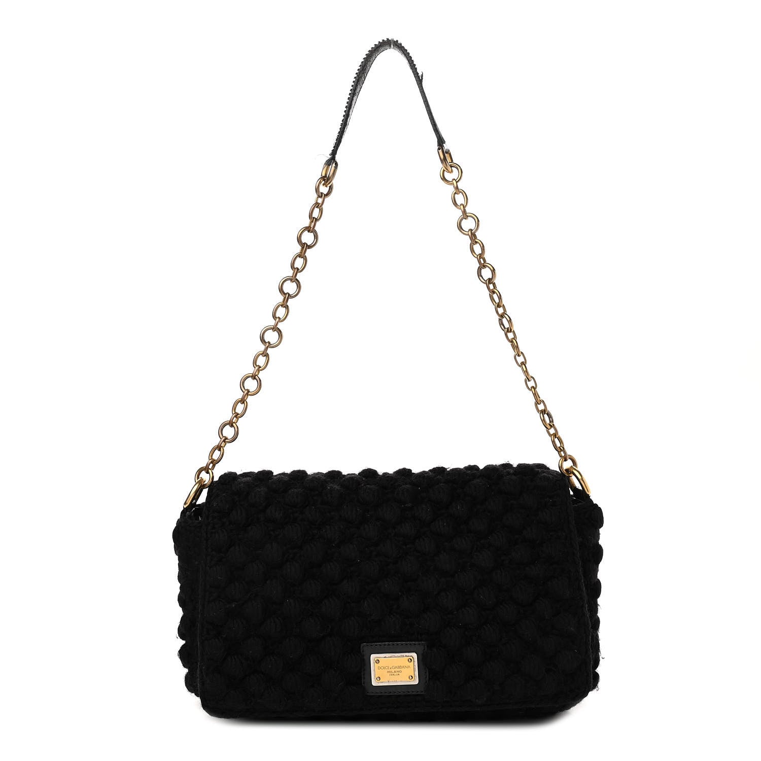 Dolce & Gabbana Crochet Miss Sicily Chain Flap Black 1 of 13