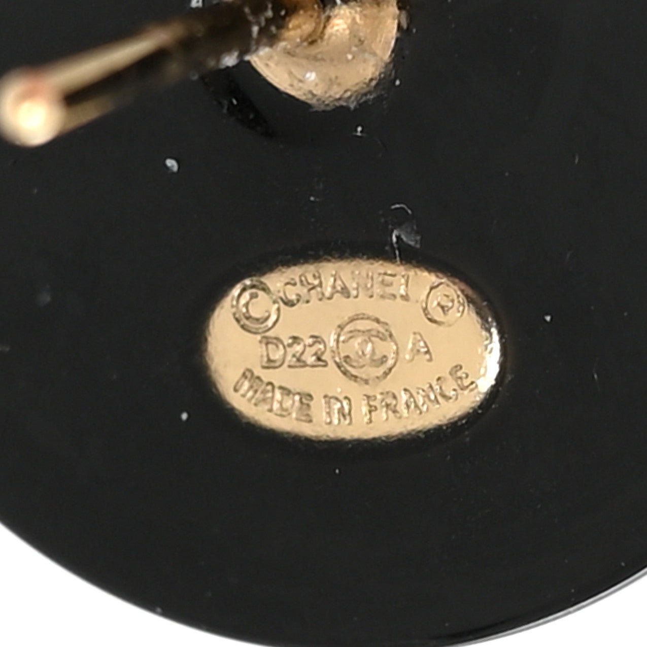 Chanel Resin CC Round Earrings Gold Black 4 of 4