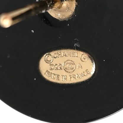 Chanel Resin CC Round Earrings Gold Black 4 of 4