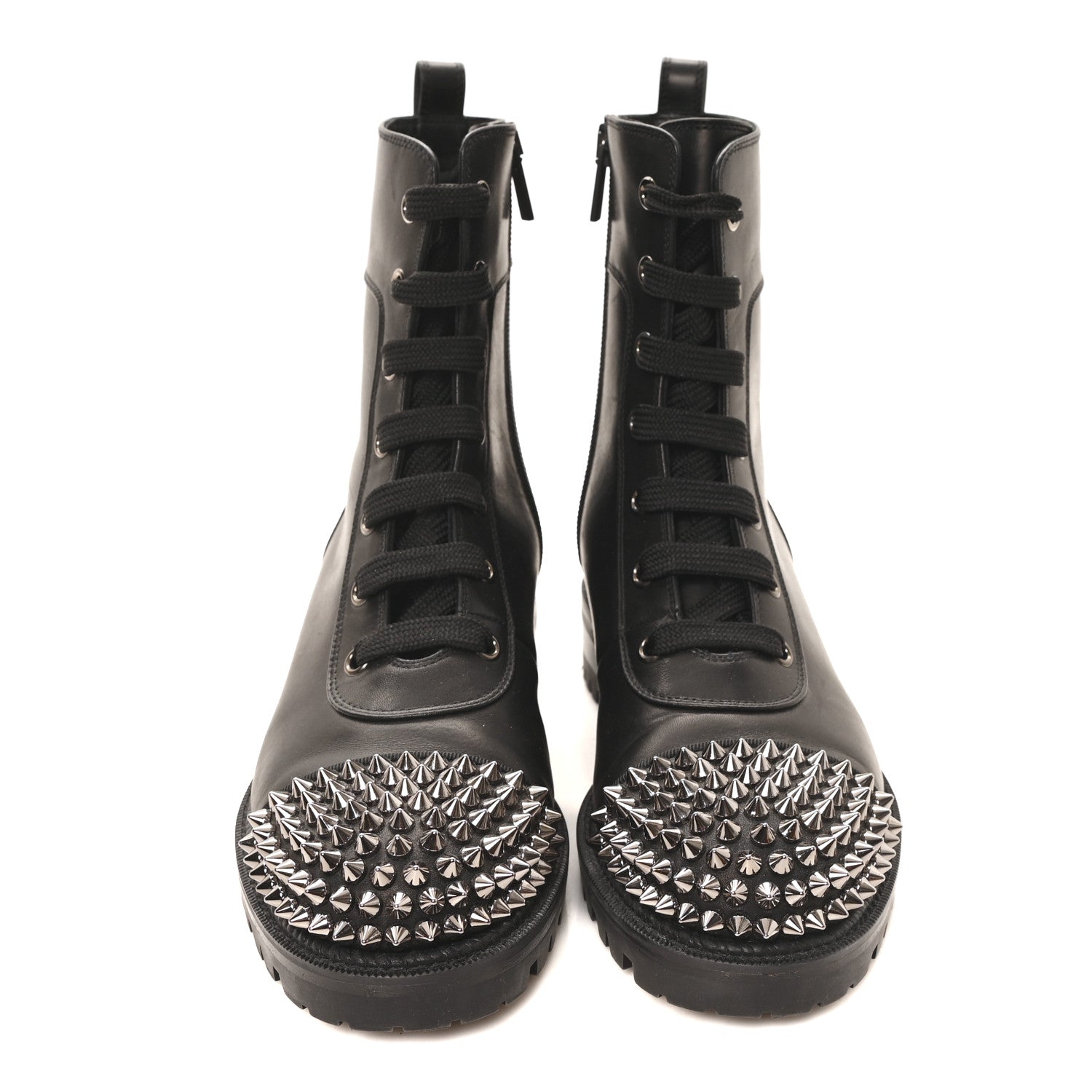 Christian Louboutin Calfskin Spikes TS Croc Flat Boots 35.5 Black 3 of 8