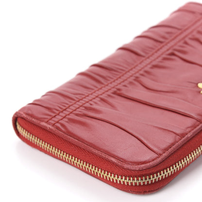 Prada Nappa Gaufre Zip Around Wallet Fuoco 7 of 10