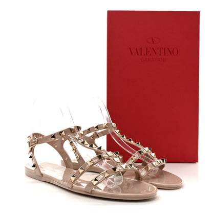 Valentino Garavani PVC Jelly Rockstud Caged Sandals 38 Poudre 8 of 8