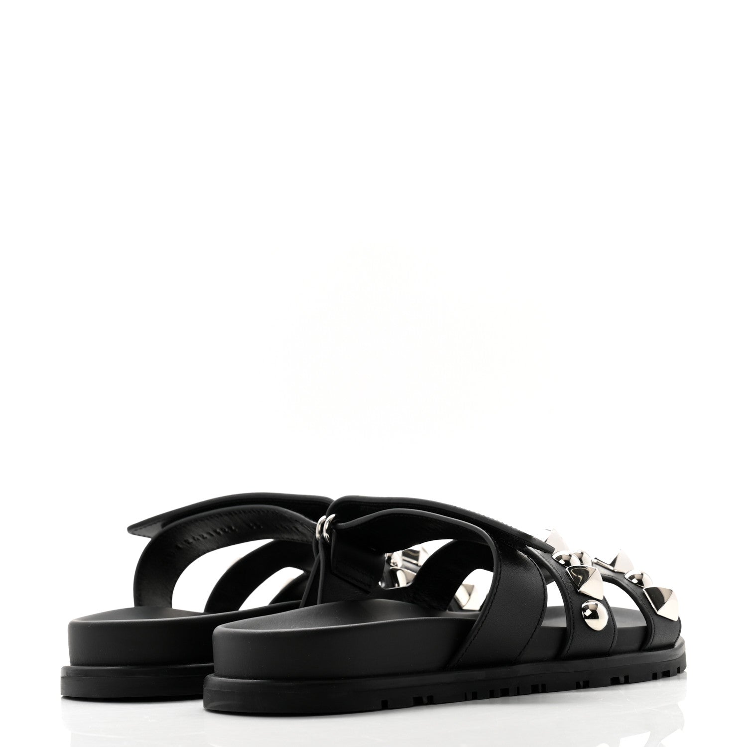 Hermes Calfskin Medor Studded Womens Chypre Sandals 35 Black 4 of 9