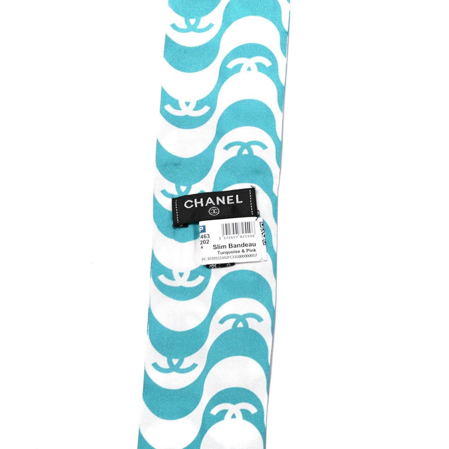 Silk CC Slim Bandeau Scarf Turquoise Pink