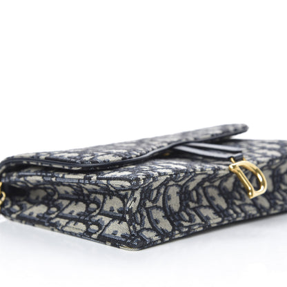 Christian Dior Oblique Saddle Chain Pouch Blue 7 of 10