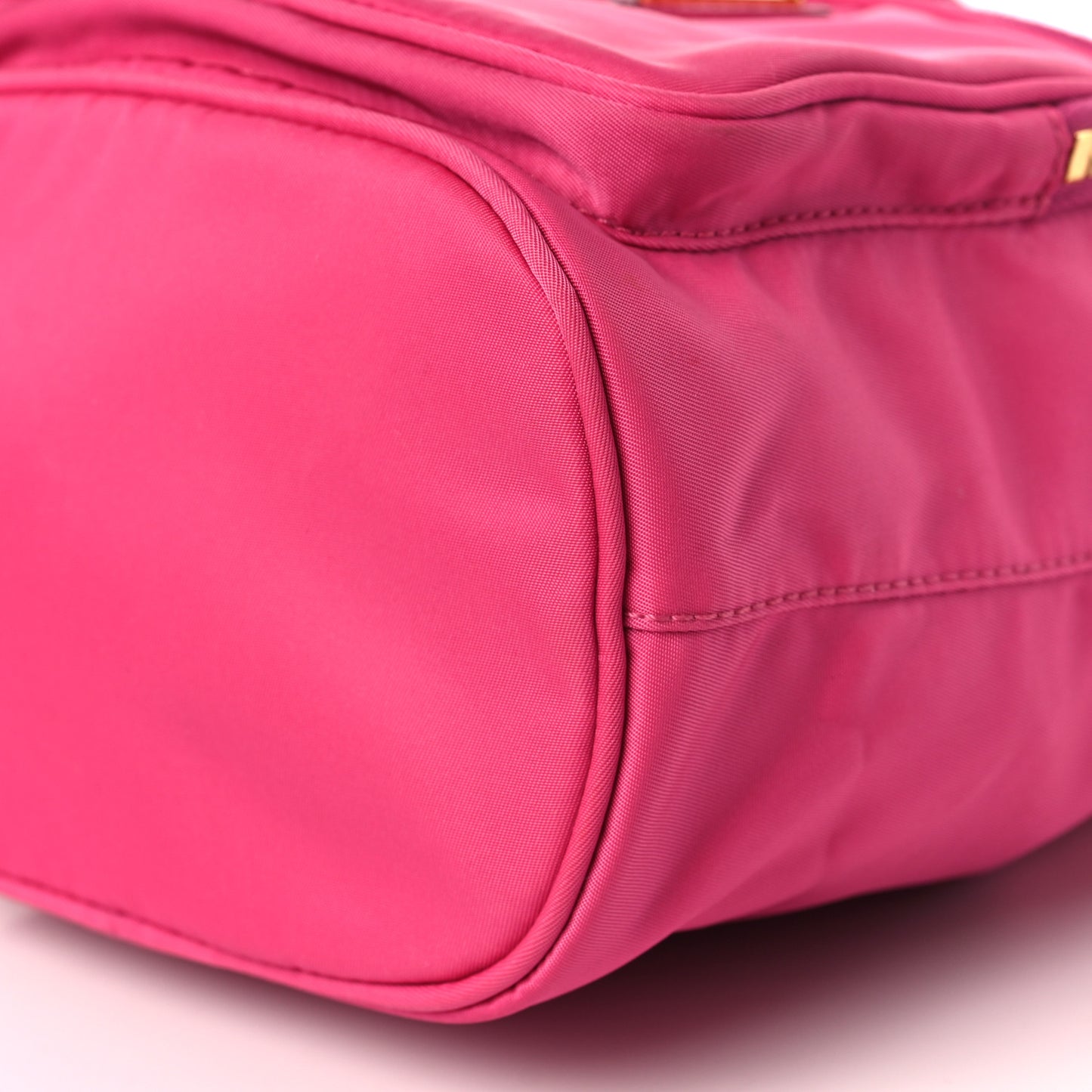 Saffiano Tessuto Nylon Mini Bucket Crossbody Bag Pink