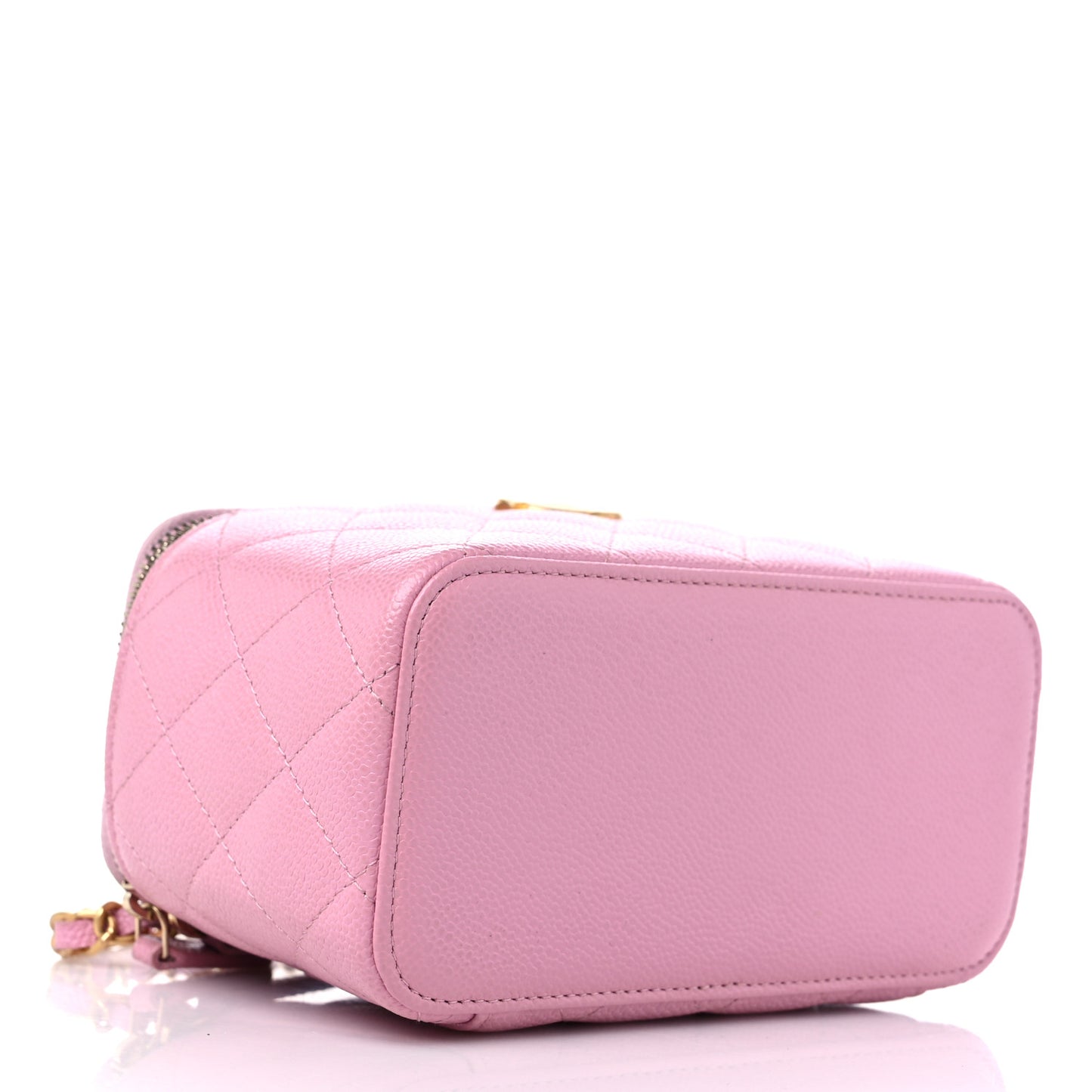 Shiny Caviar Quilted Pick Me Up Vanity Case Pink
