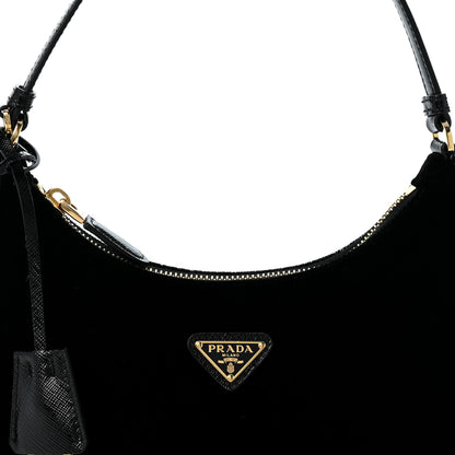 Prada Velvet Nappa Mini Re-Edition Shoulder Bag Black 8 of 11