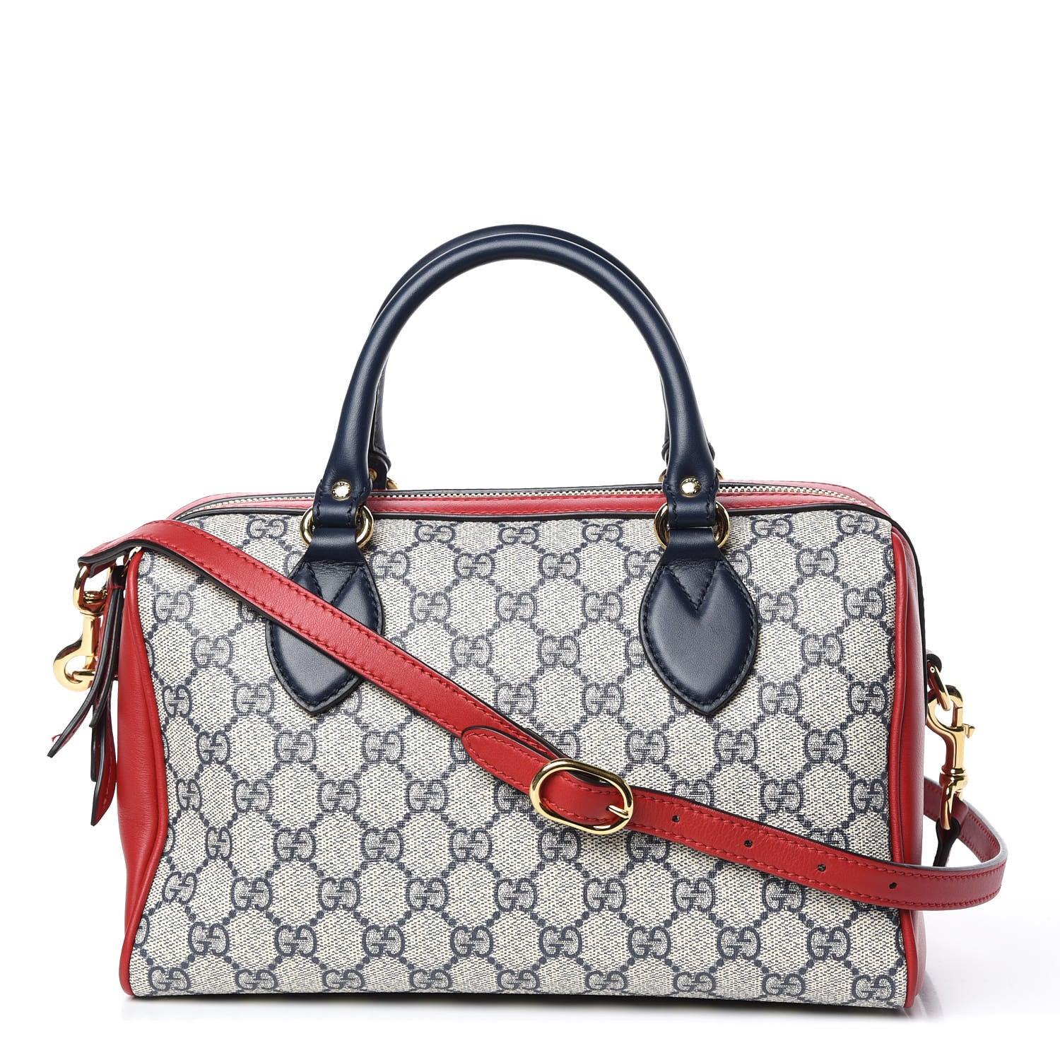Gucci GG Supreme Monogram Small Boston Beige Blue Hibiscus Red 1 of 10
