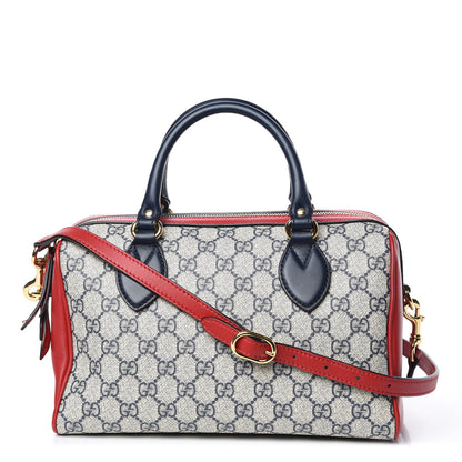 Gucci GG Supreme Monogram Small Boston Beige Blue Hibiscus Red 1 of 10