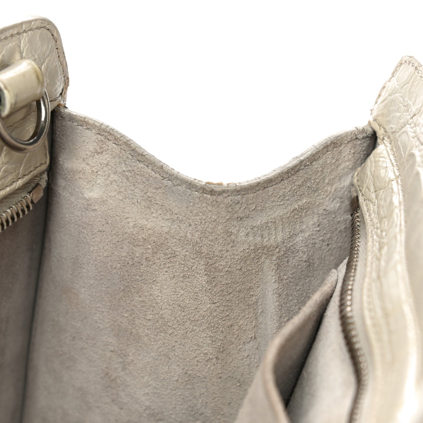 Calfskin Crocodile Embossed Baby Monogram Cabas Gris Perle