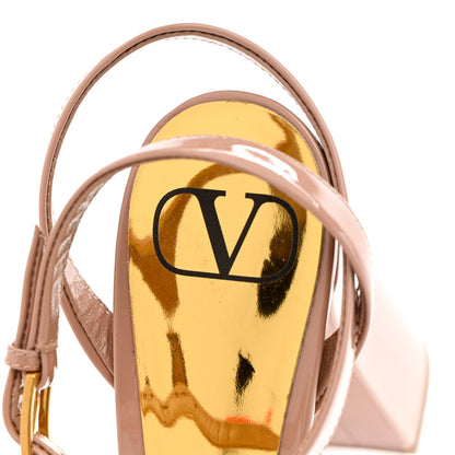 Valentino Garavani Patent One Stud Ankle Strap 30/120mm Platform Pumps 39.5 Rose Cannelle 7 of 12